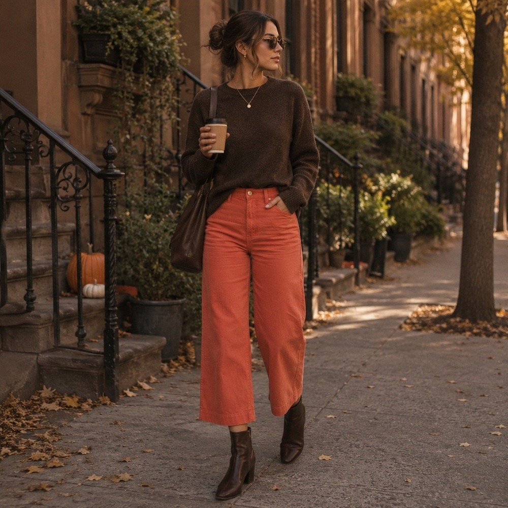 Madewell Slim Emmett Wide-Leg Crop Pants range Rust Canvas 25x25 High Rise